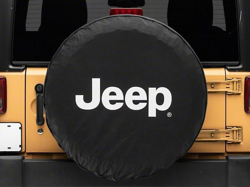 Officially Licensed fits Jeep 66-18 oljJ157893D CJ5/ CJ7/ Wrangler YJ/ TJ/JK White Logo Spare Tire Cover- 32In