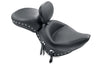 Mustang 79104 Harley Standard Rear Tire Wide Touring Solo Seat w/Driver Backrest - Black