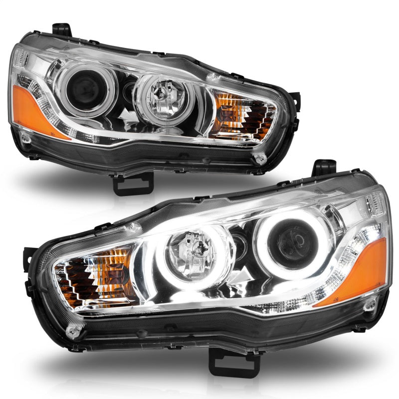 ANZO 121427 2015 fits Mitsubishi 08-20 Lancer Projector Headlights w/ Halo Chrome (CCFL)