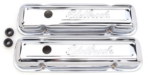 Edelbrock 4456 Valve Cover Signature Series fits Pontiac 1962-1979 301-455 CI V8 Low Chrome