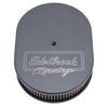 Edelbrock 42203 Air Cleaner Victor Series Oval Aluminum Top Cloth Element 11 875In X 8 25In X 3 75In Black
