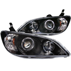 ANZO 121059 2004-2005 fits Honda Civic Projector Headlights w/ Halo Black