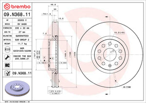 Brembo OE 09.N368.11 21 22 fits Lexus ES250/19-22 Lexus ES300h/19-22 Lexus ES350