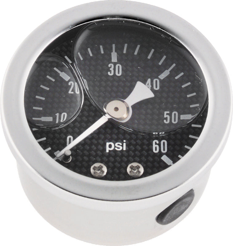 Bikers Choice 496455 0-60 PSI Oil Pressure Gauge Carbon Face Stainless Bezel Li
