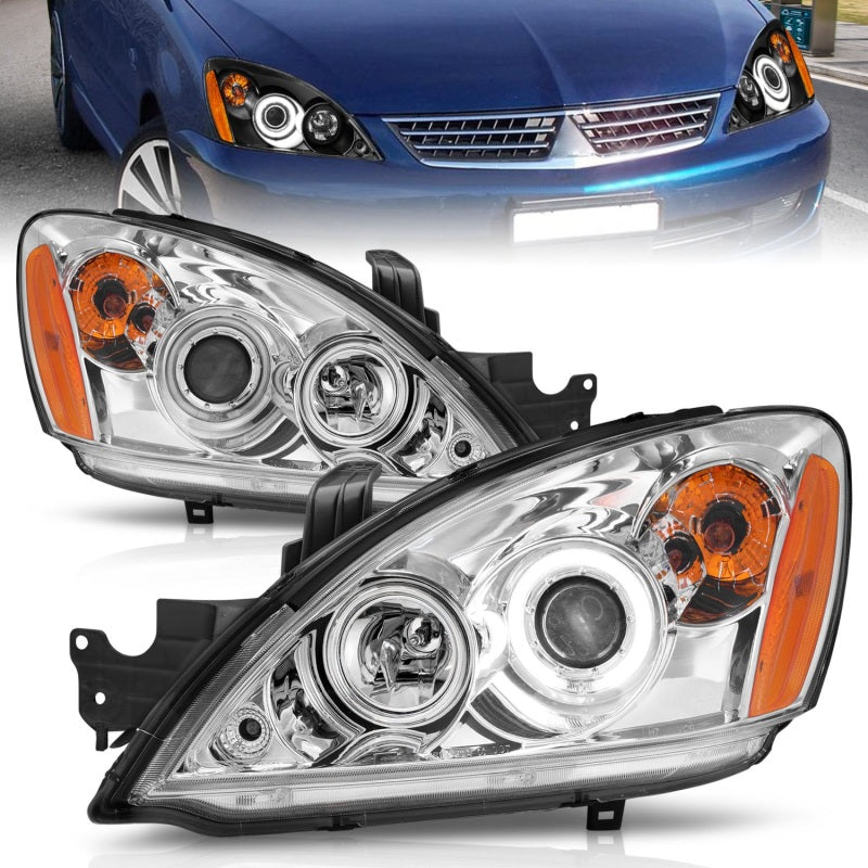 ANZO 121103 2007 fits Mitsubishi 04-20 Lancer Projector Headlights w/ Halo Chrome (CCFL)