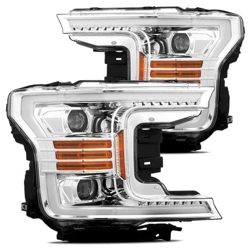 AlphaRex 880175 fits Ford 18-20 F-150 LUXX LED Proj Headlights Plank Style Chrome w/Activ Light/DRL