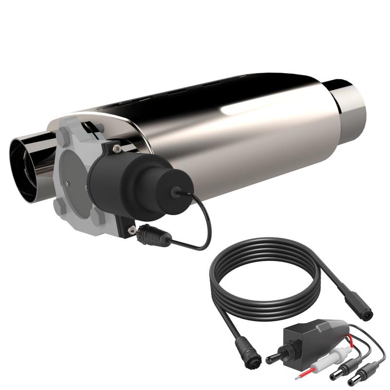 QTP 13303C 3in Weld-On Reverse 304SS Screamer Muffler Short Case w/Bolt-On QTEC Electric Cutout