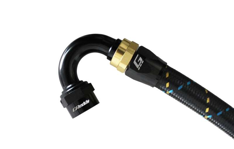 GReddy 12800815 AN08 150 DEGREE HOSE END SWIVEL BLACK/GOLD ANODIZED