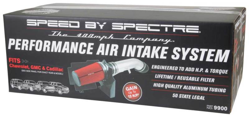 Spectre 9900 99-07 fits GM Truck V8-4.8/5.3/6.0L F/I Air Intake Kit - Clear Anodized w/Red Filter