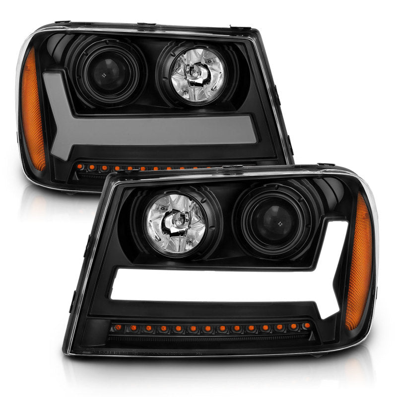 ANZO 111390 2009 fits Chevrolet 06-20 Trailblazer Projector Headlights w/ Plank Style Design Black w/ Amber