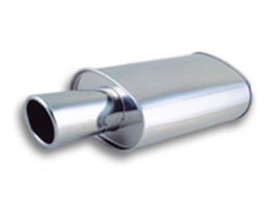 Vibrant 1042 Power Turbo Oval Muffler with 4in Round Tip Angle Cut Rolled Edge