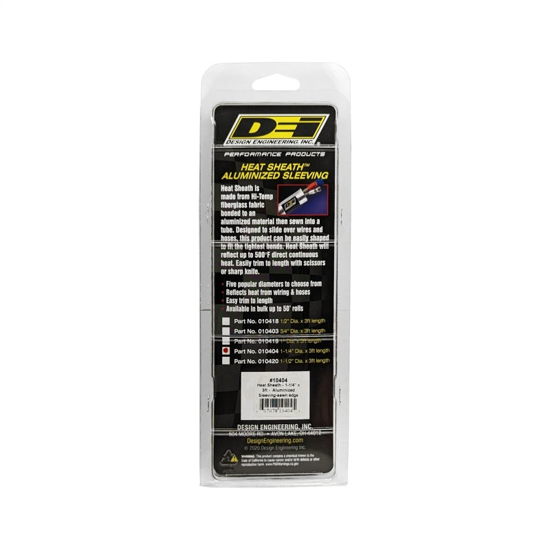 DEI  10404 Heat Sheath 1-1/4in I.D. x 3ft - Aluminized Sleeving - Sewn Edge