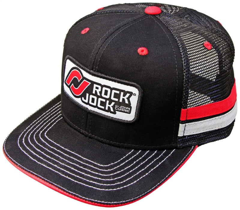 RockJock RJ-715000-3 Retro Hat w/ Stripes and Patch. Mesh Back Adjustable.