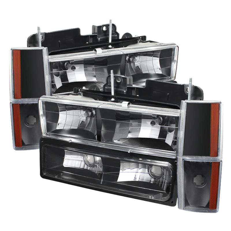 5073518 Xtune fits GMC 92-93 Yukon Crystal Headlights w/ Corner & Bumper Black