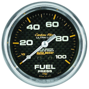 AutoMeter 4811 Autometer Carbon Fiber 66.7mm 0-15 PSI W/O ISO Fuel Pressure Gauge