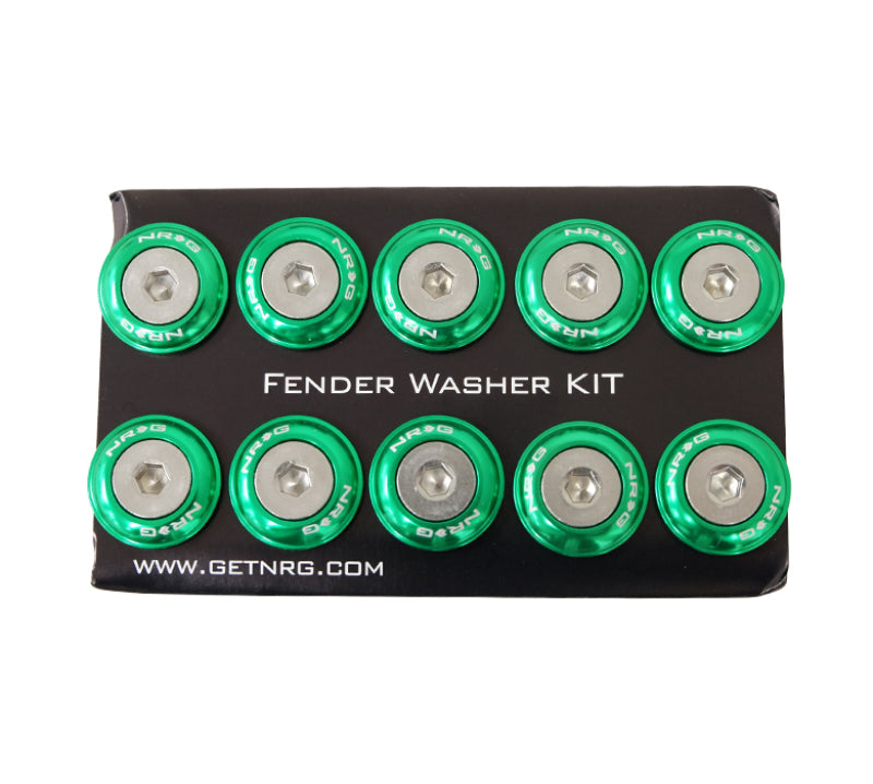 NRG FW-100GN Fender Washer Kit w/Rivets For Plastic (Green) - Set of 10