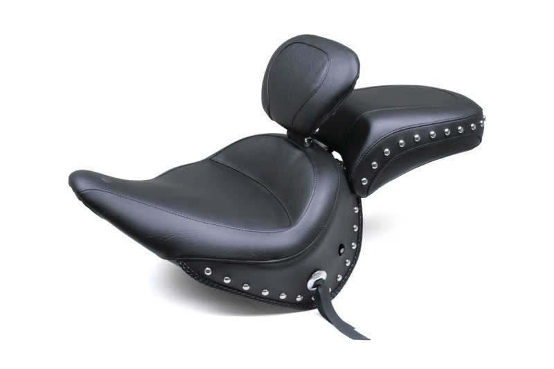 Mustang 79913 Harley Deluxe(w/ Standard Rack) Wide Touring Solo Seat w/DBR Studs - Black