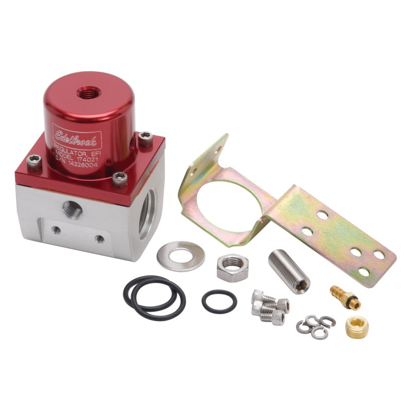 Edelbrock 174021 Fuel Pressure Regulator EFI 180 GPH 35-90 PSI -10In/Out -6 Return Red/Clear