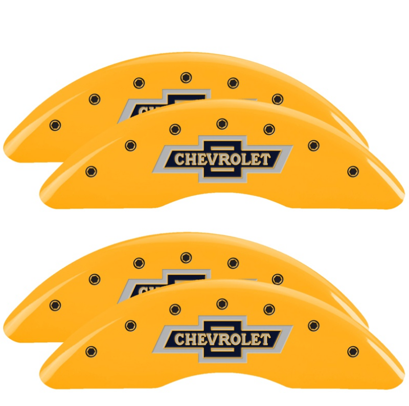 MGP 14173SBANYL 4 Caliper Covers Engraved F & R 100th Anniv Yellow Finish Black