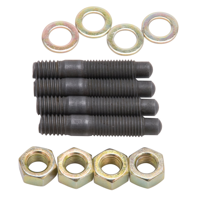Edelbrock 8056 Carburetor Mounting Studs Bullet Nosed Black Oxide Gold Iridite Washers/Nuts Set of 4
