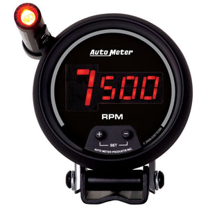 AutoMeter 6399 Autometer Quick-Lite Digital 10K RPM Pedestal Mount 3 3/4in Tachometer Black Dial w/ Red LED