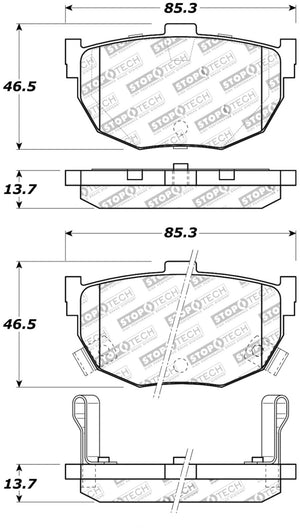 Stoptech 308.0323 Street Touring Hyundai Elantra/Tiburon / Kia Spectra Rear Brake Pads