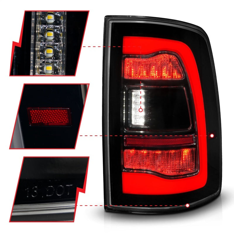 ANZO 311470 fits Dodge 09-18 Ram 1500 Sequential LED Taillights Smoke Black