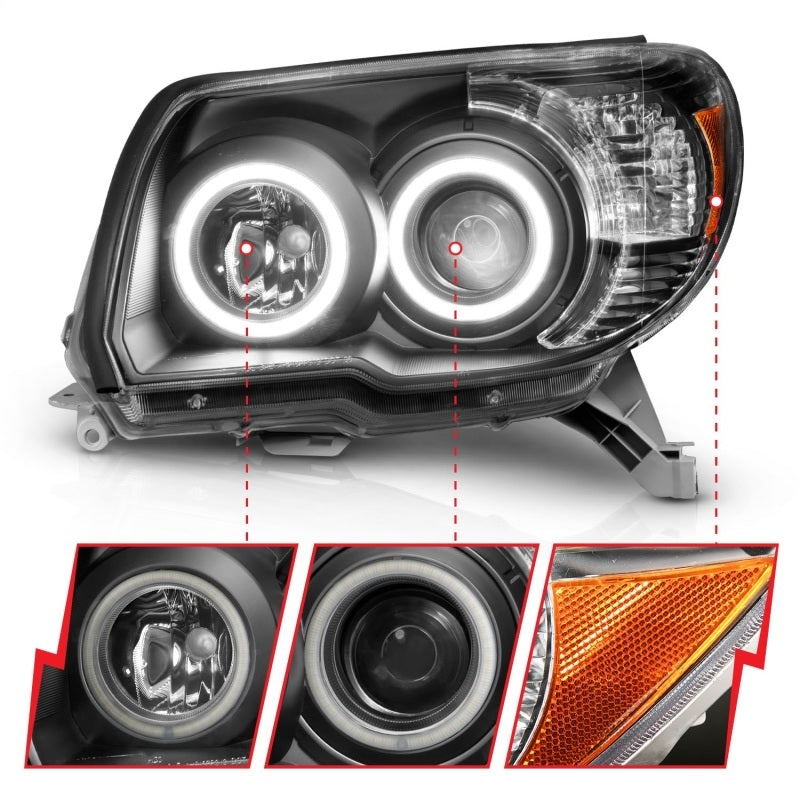 ANZO 111320 2009 fits Toyota 06-20 4Runner Projector Headlights w/ Halo Black