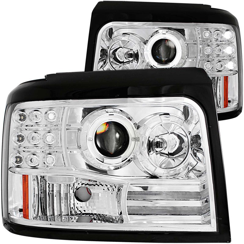 ANZO 111183 1996 fits Ford 92-19 F-150 Projector Headlights w/ Halo Chrome w/ Side Markers and Parking Lights