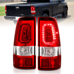 ANZO 311326 1999-2002 fits Chevy Silverado 1500 LED Taillights Plank Style Chrome With Red/Clear Lens