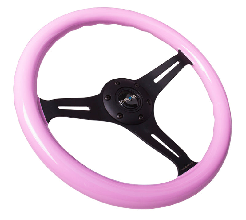 NRG ST-015BK-PK ST-015BK-PK Classic Wood Grain Steering Wheel Solid Pink