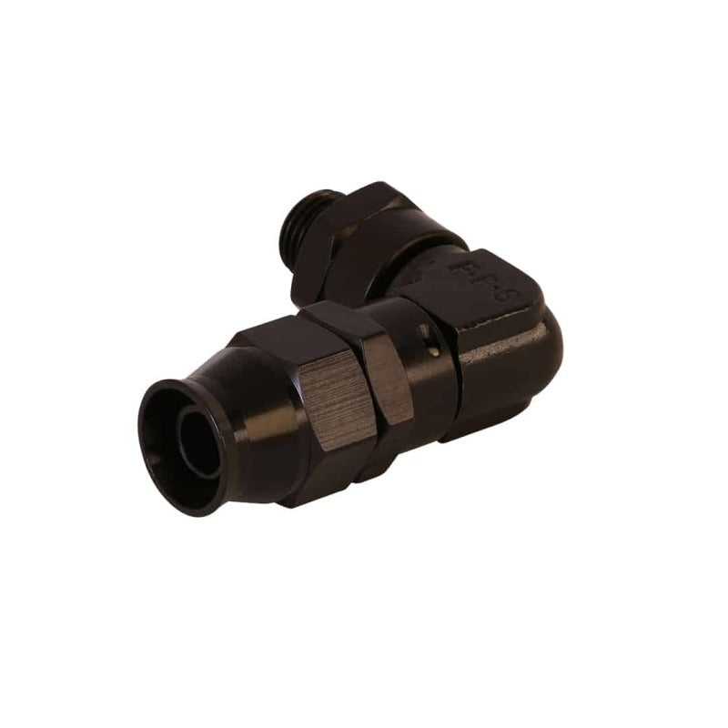 Aeromotive  15736 PTFE Hose End - AN-06 to AN-08 Hose - 90 Deg - Black Anodized