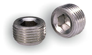 Moroso 37812 Pipe Plugs - 3/8in NPT Thread - 3/8in Hex Socket Drive - Aluminum -