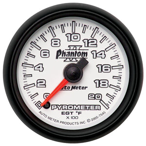AutoMeter 7545 Autometer Phantom II 52.4mm Full Sweep Electronic 0-2000 Def F EGT/Pyrometer Gauge