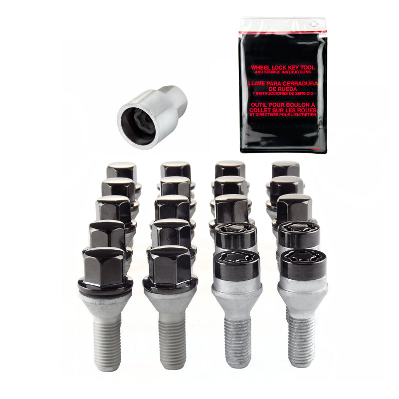McGard 67179BK 5 Lug Hex Install Kit w/Locks (Cone Seat Bolt) M12X1.5 / 17mm Hex / 25.5mm Shank L. - Black