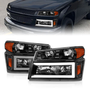 ANZO 111558 04-12 fits GM Colorado/fits Canyon/I-Series Crystal Headlights - w/ Light Bar Black Housing 4pcs