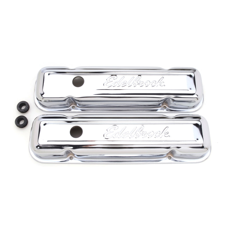 Edelbrock 4456 Valve Cover Signature Series fits Pontiac 1962-1979 301-455 CI V8 Low Chrome