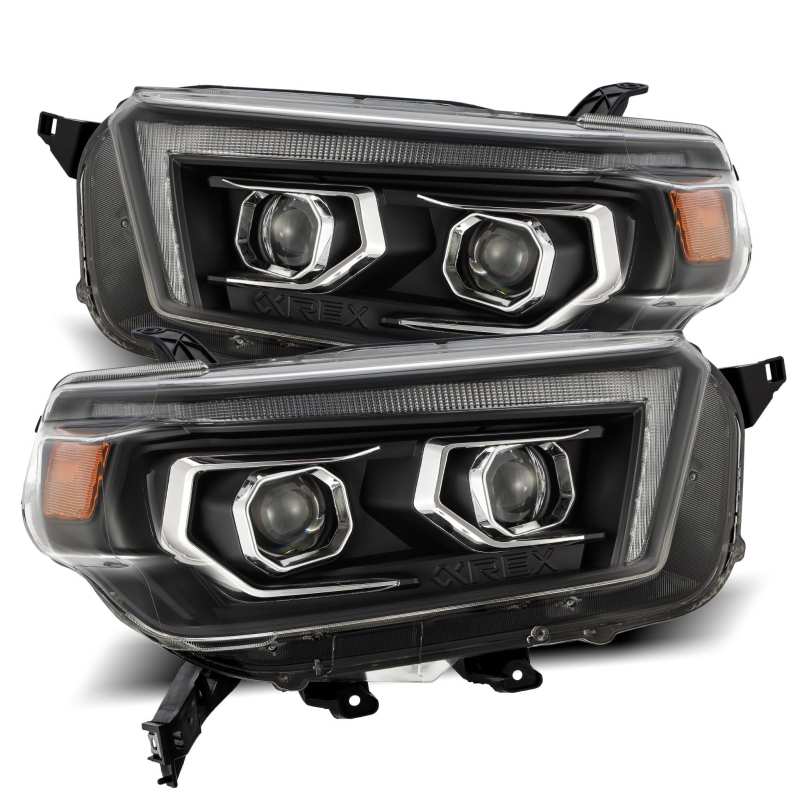 AlphaRex 880755 fits Toyota 10-13 4Runner PRO-Series Projector Headlights Plank Style Black w/Seq Signal/DRL