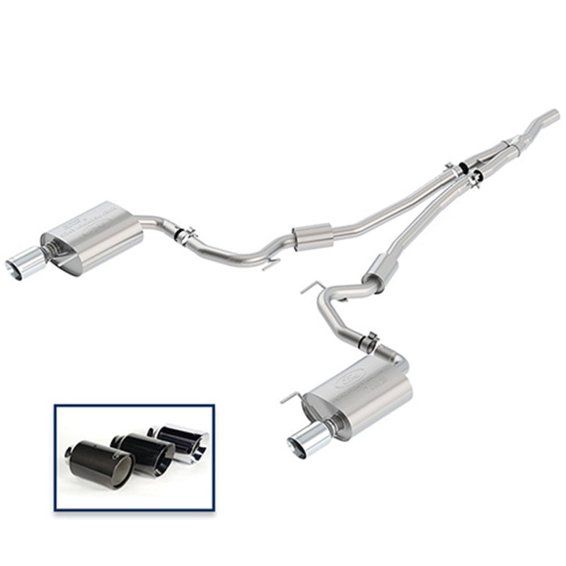 fits Ford Racing M-5200-M4SCA 2018 Mustang 2.3L Ecoboost Cat-Back Sport Exhaust System w/Chrome Tips