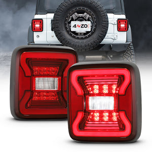 ANZO 311295 18-19 fits Jeep Wrangler JL LED Taillights Black