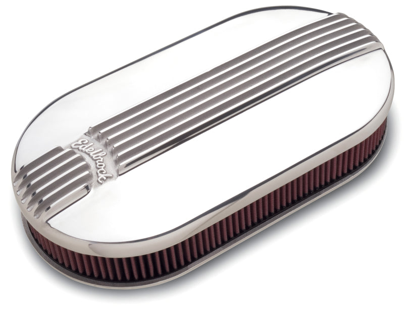 Edelbrock 4119 Air Cleaner Classic Series Oval Aluminum Top Dual Carburetor Polished