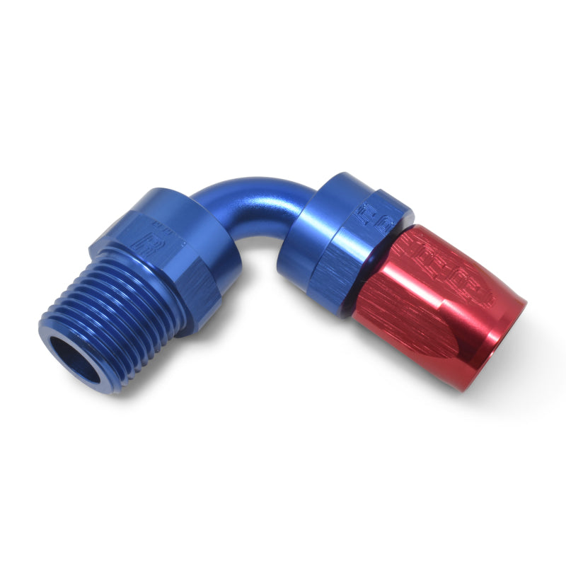 Russell 612190 Performance -10 AN Red/Blue 90 Deg Full Flow Swivel Pipe Thread Hose End (With 3/8in NPT)