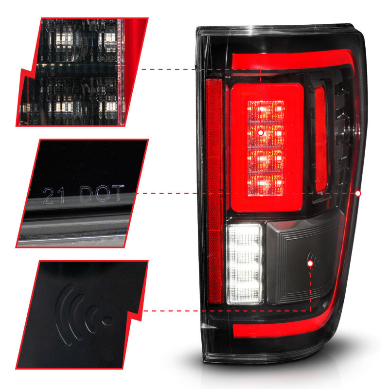 ANZO 311473 fits Ford 21-23 F-150 LED Taillights Seq. Signal w/BLIS Cover - Black Housing