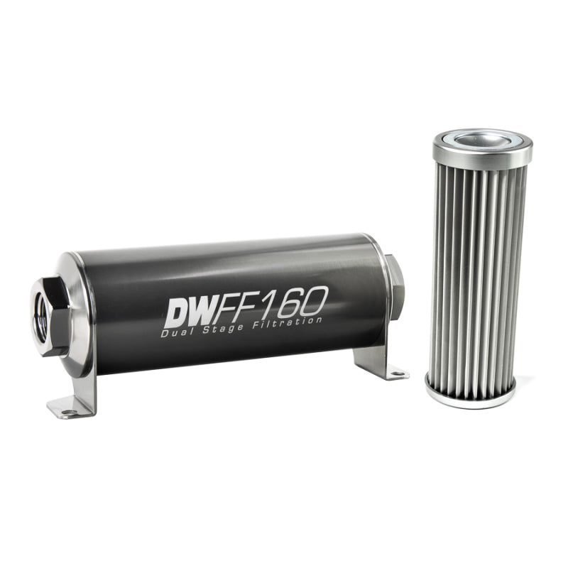 DeatschWerks 8-03-160-005K Stainless Steel 5 Micron Universal Inline Fuel Filter Housing Kit (160mm)