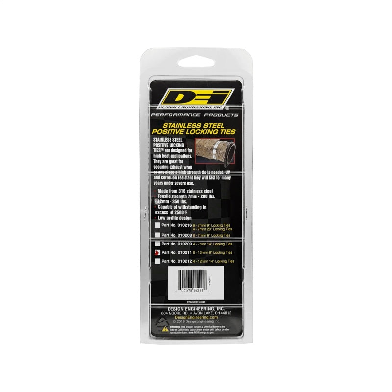 DEI  10211 Stainless Steel Positive Locking Tie 1/2in (12mm) x 9in - 8 per pack