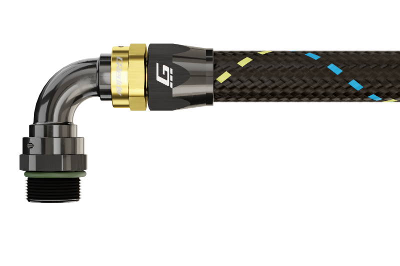 GReddy 12810690 AN06 90 DEGREE ORB MALE BLACK/GOLD ANODIZED