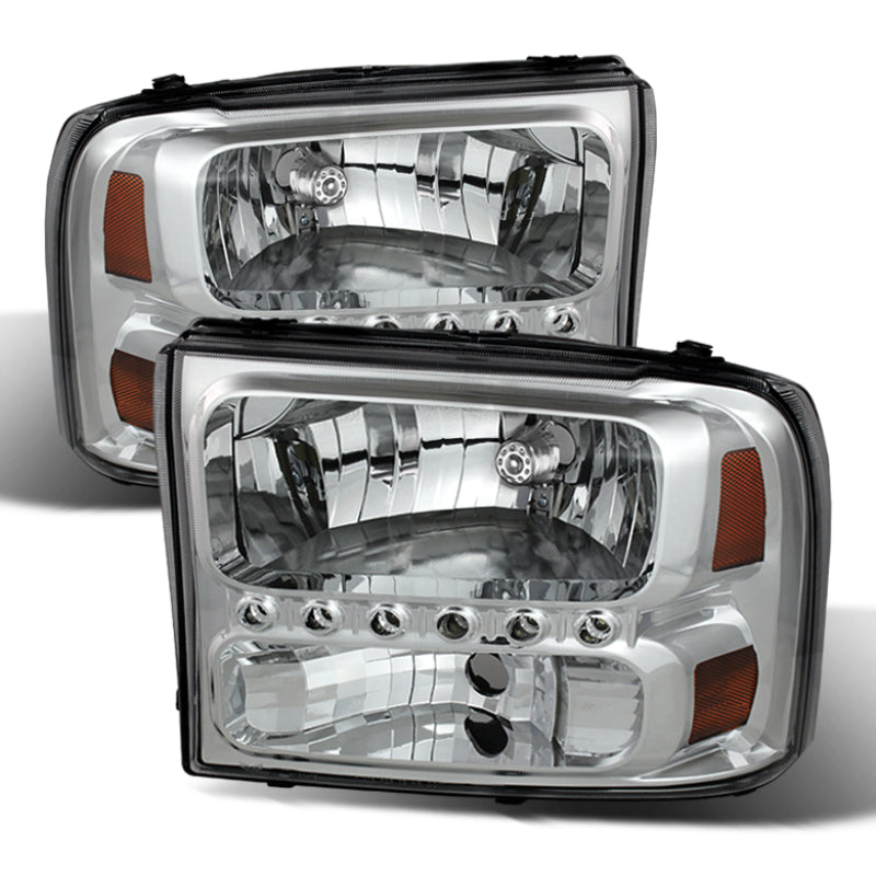 9026171 Xtune fits Ford 99-04 F250 F350 Super Duty 1Pc Headlights w/ LED Chrom