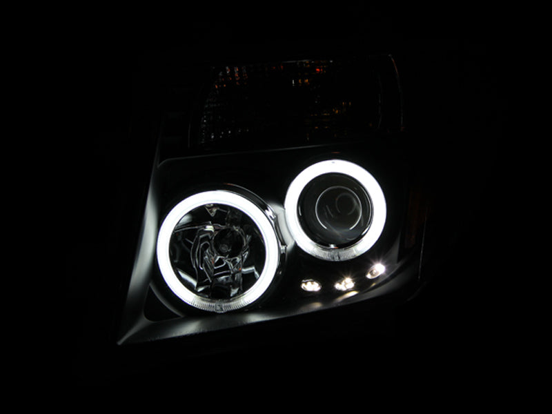 ANZO 111111 2008 fits Nissan 05-20 Frontier Projector Headlights w/ Halo Black