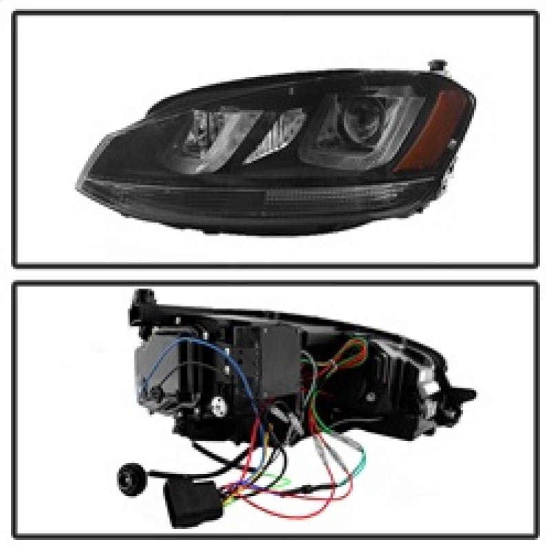 Spyder 5080578 fits Volkswagen 14-16 Golf VII Projector Headlights DRL LED Blk