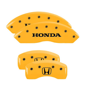 MGP 20211SHOHYL 4 Caliper Covers Engraved Front fits Honda Rear H Logo Yellow Fi